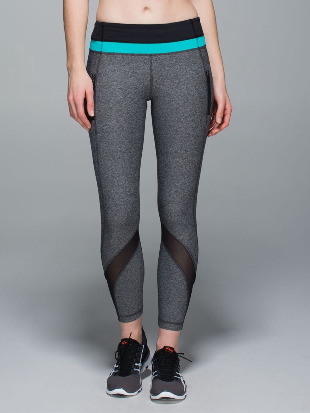 🩶Lululemon Inspire Tight II Mesh Heathered Blue Tropics Running Leggings Size 4